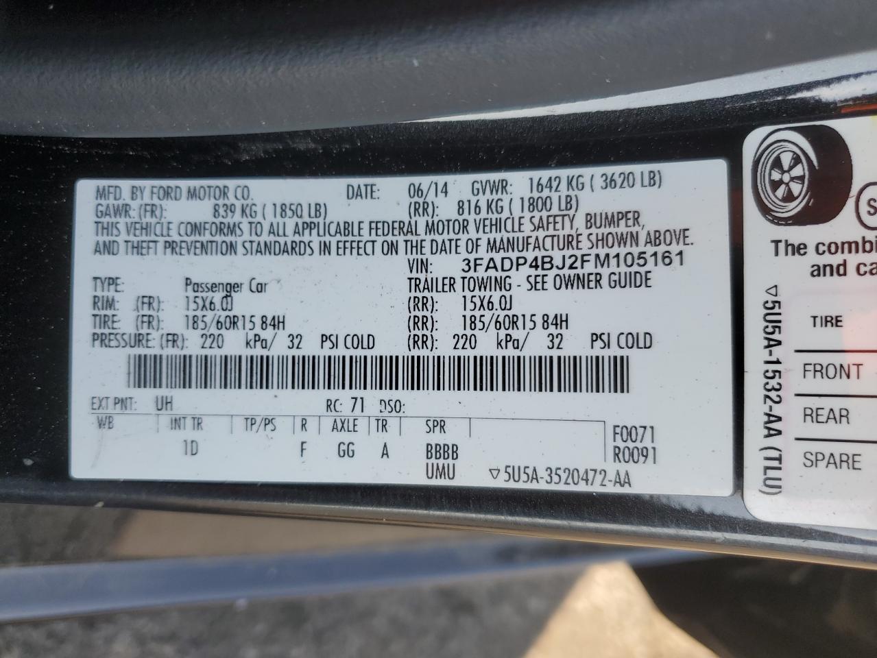 2015 Ford Fiesta Se VIN: 3FADP4BJ2FM105161 Lot: 91822885