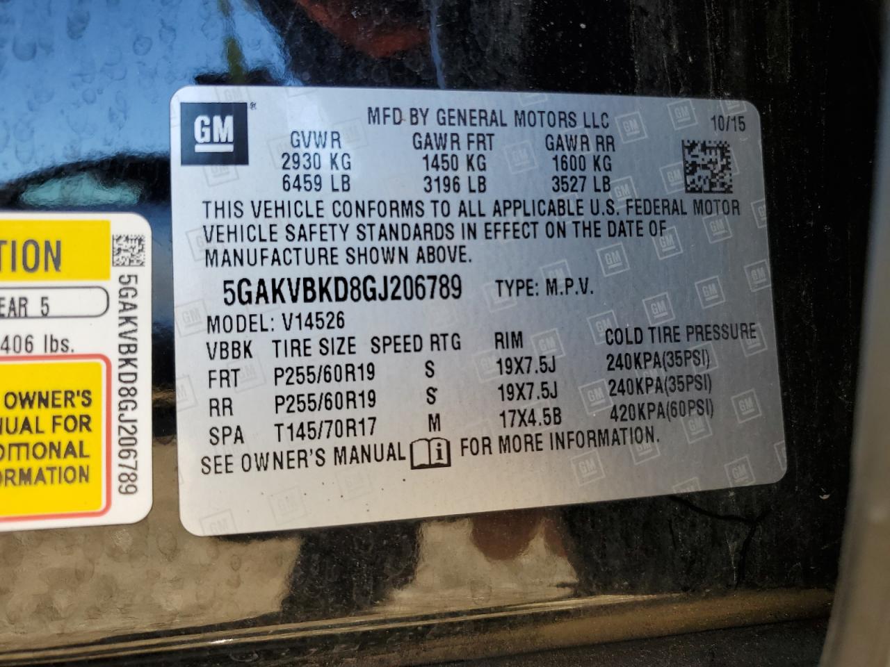 2016 Buick Enclave VIN: 5GAKVBKD8GJ206789 Lot: 91072265