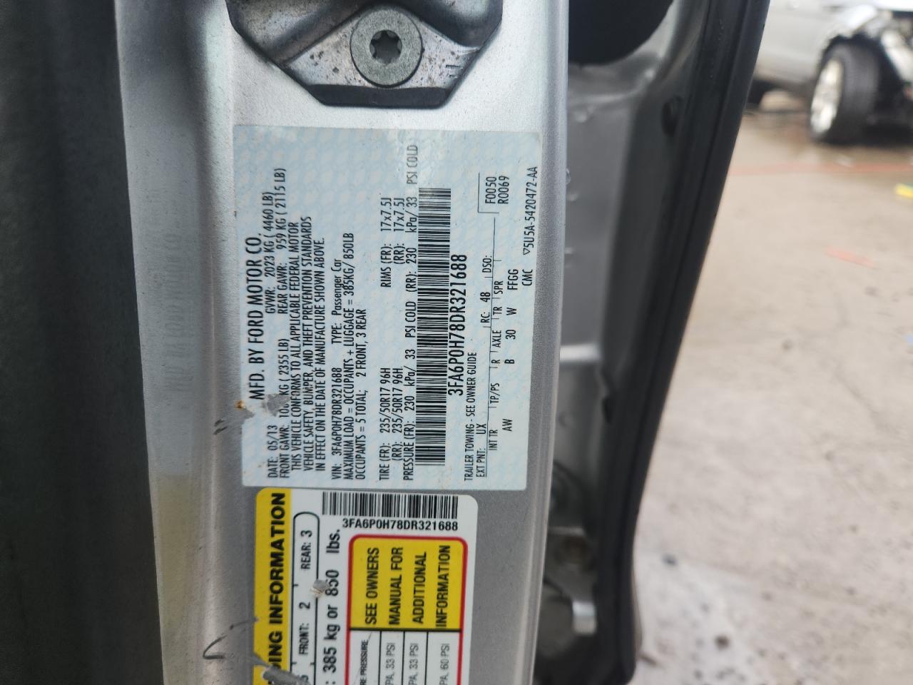 2013 Ford Fusion Se VIN: 3FA6P0H78DR321688 Lot: 93379825