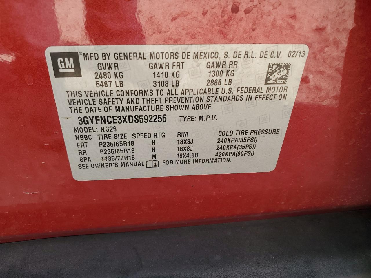 2013 Cadillac Srx Luxury Collection VIN: 3GYFNCE3XDS592256 Lot: 92204475