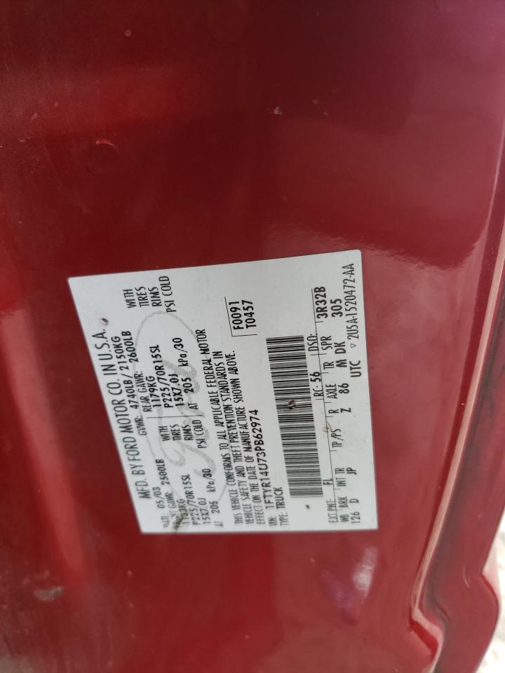 2003 Ford Ranger Super Cab VIN: 1FTYR14U73PB62974 Lot: 91010055