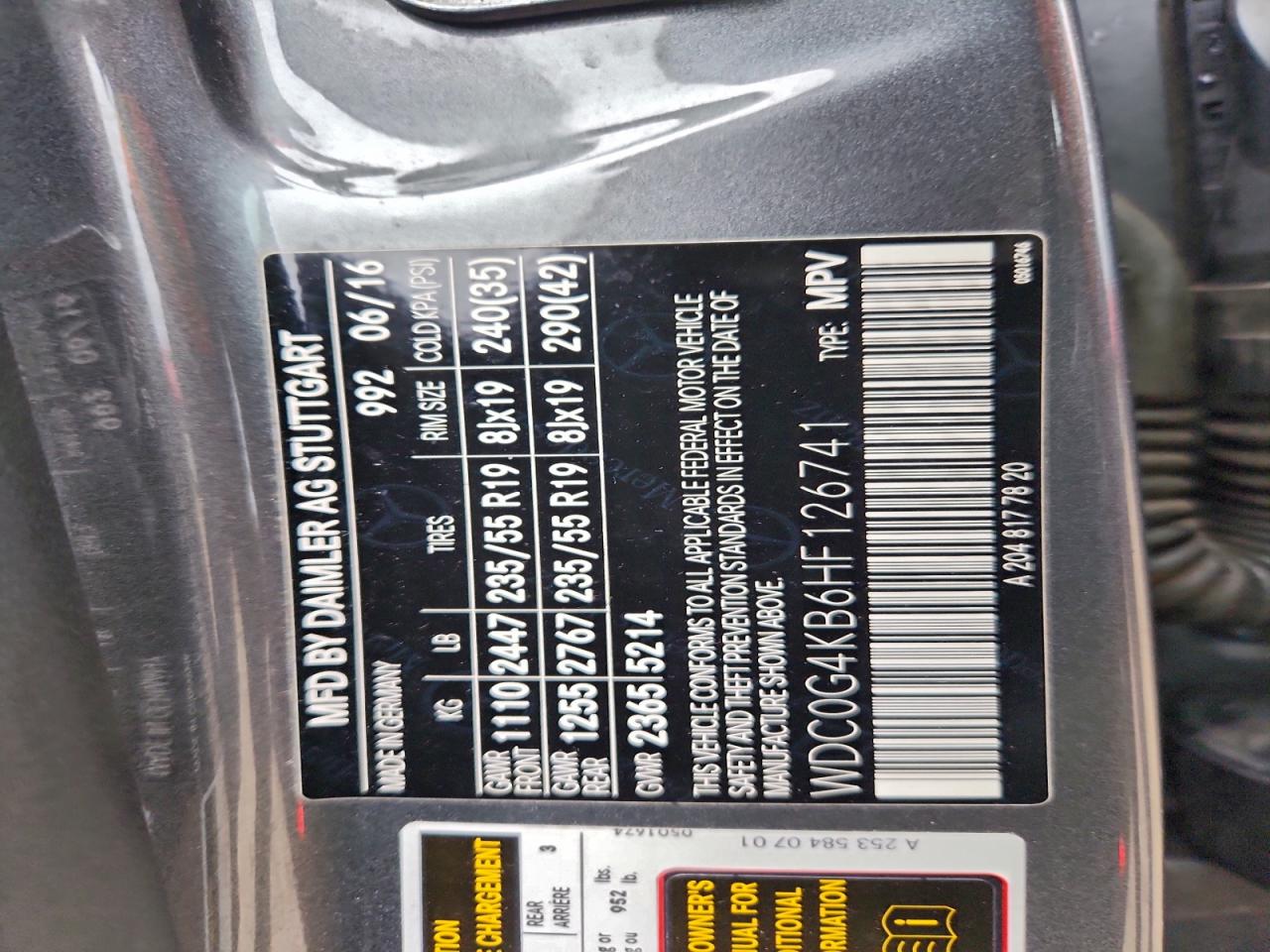 2017 Mercedes-Benz Glc 300 4Matic VIN: WDC0G4KB6HF126741 Lot: 93535815