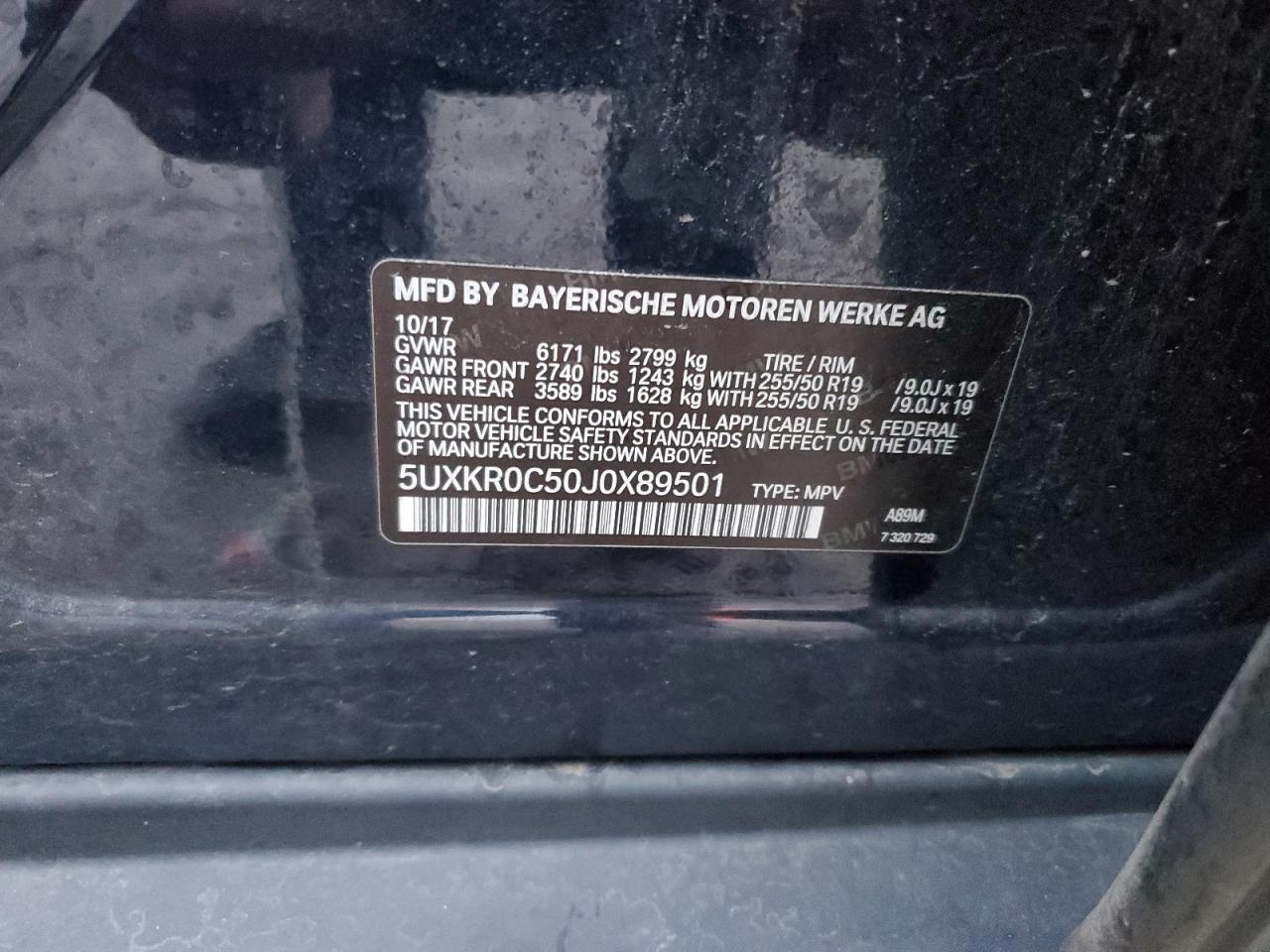 2018 BMW X5 xDrive35I VIN: 5UXKR0C50J0X89501 Lot: 93606955