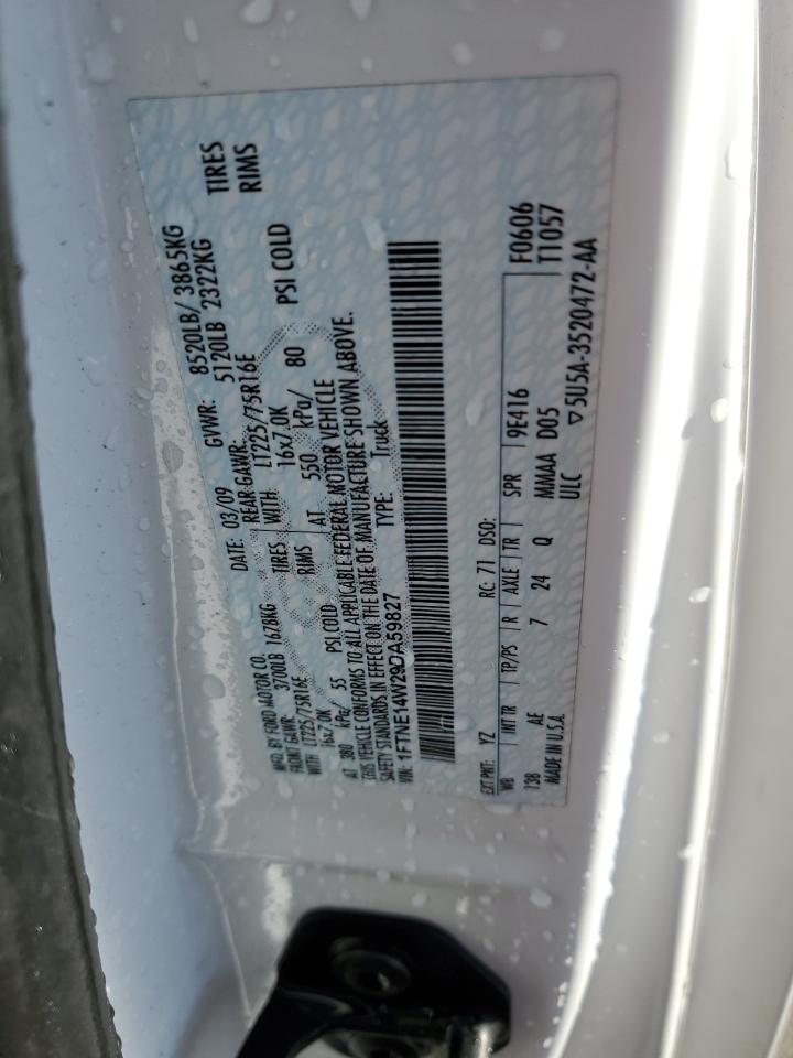 2009 Ford Econoline E150 Van VIN: 1FTNE14W29DA59827 Lot: 93335445