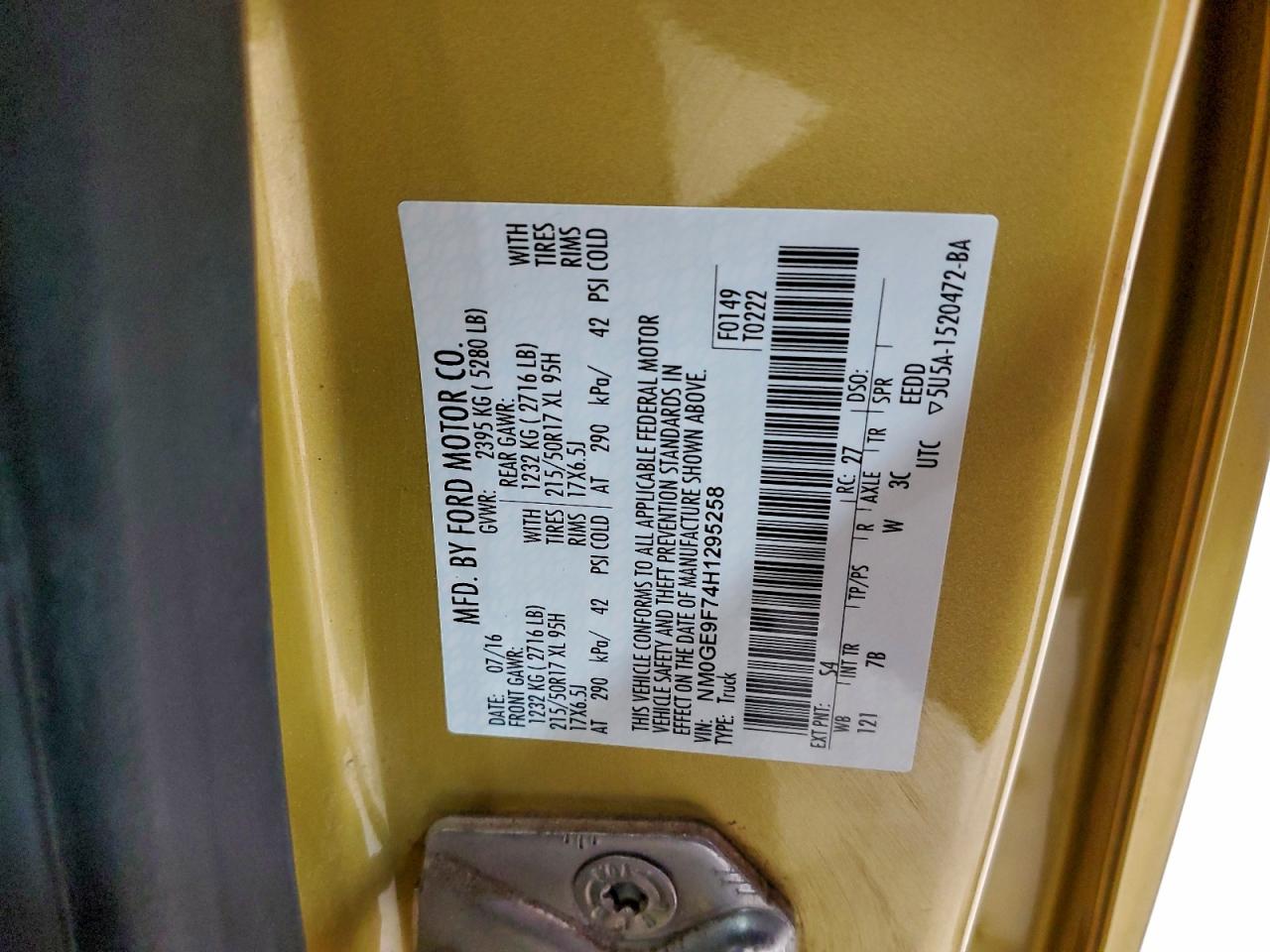 2017 Ford Transit Connect Xlt VIN: NM0GE9F74H1295258 Lot: 93504885