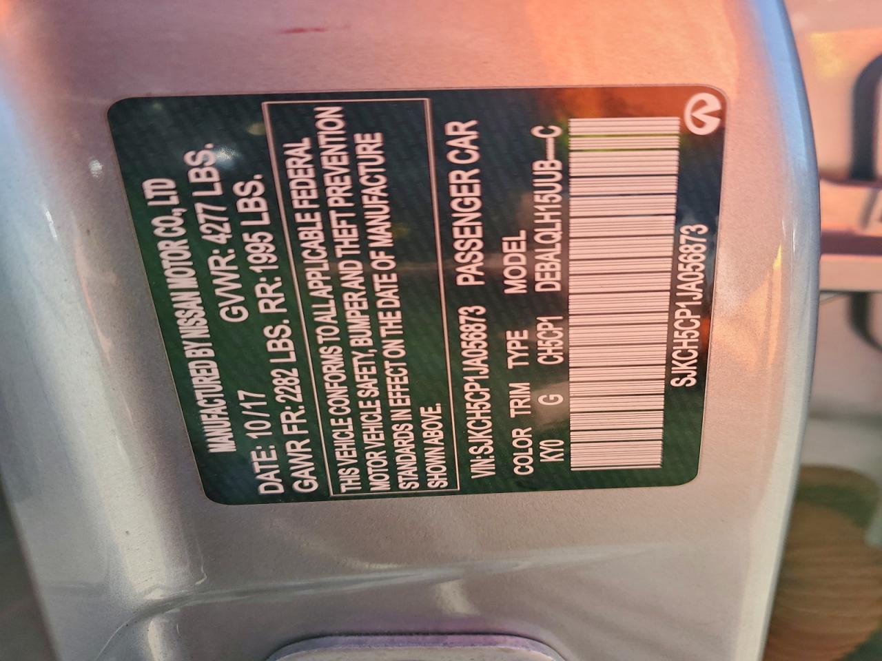 2018 Infiniti Qx30 Base VIN: SJKCH5CP1JA056873 Lot: 94489065