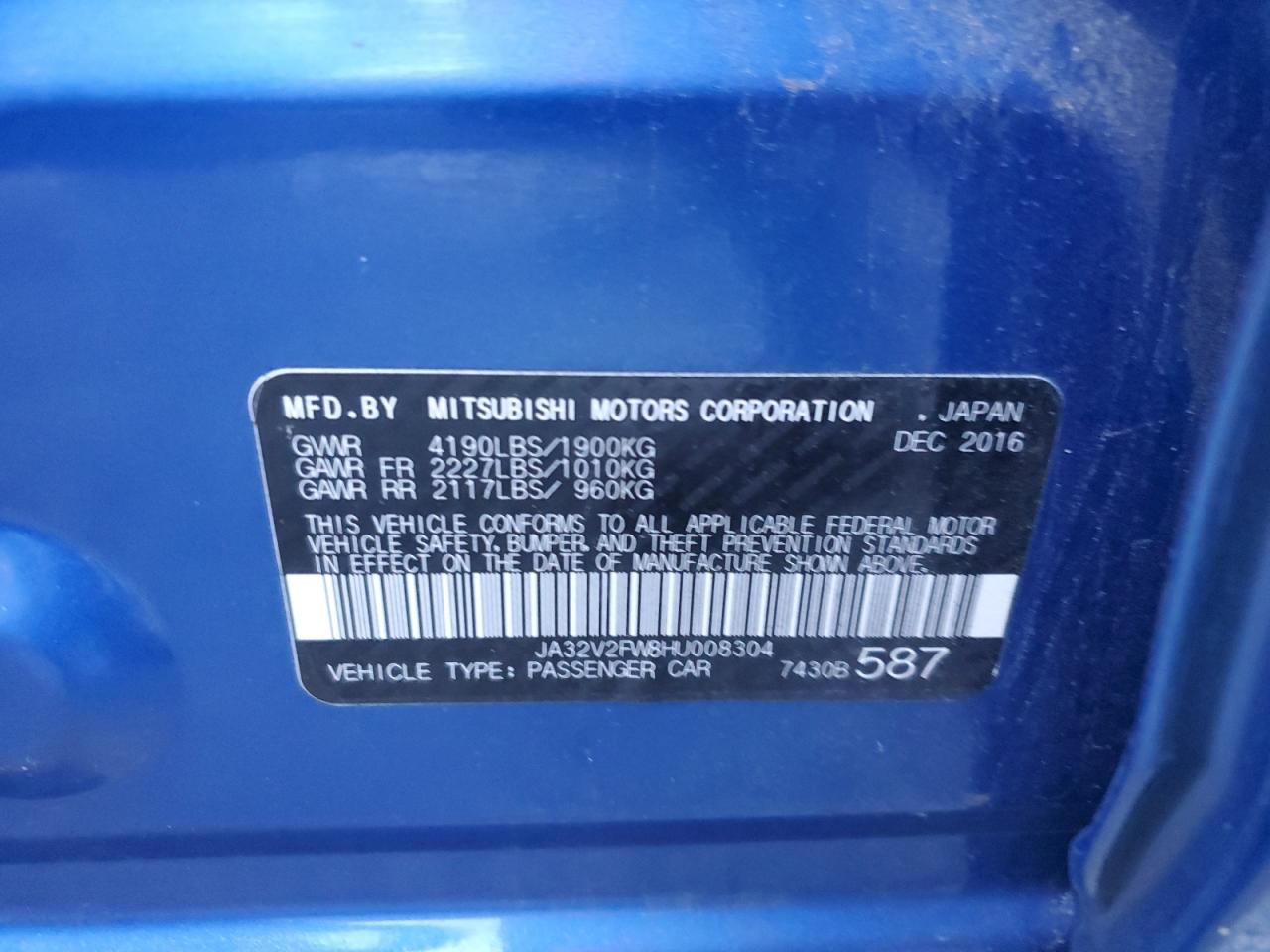 2017 Mitsubishi Lancer Es VIN: JA32V2FW8HU008304 Lot: 90857175