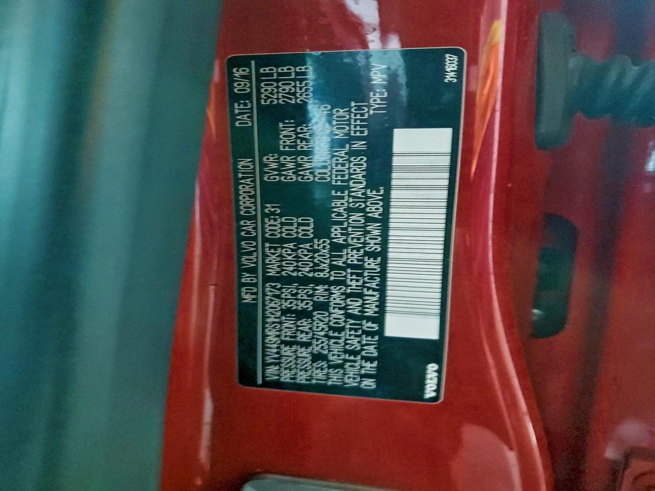 2017 Volvo Xc60 T6 R-Design Platinum VIN: YV449MRS1H2067173 Lot: 93567935