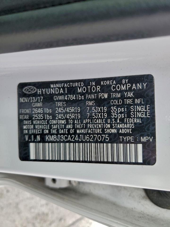 2018 Hyundai Tucson Value VIN: KM8J3CA24JU627075 Lot: 94419615