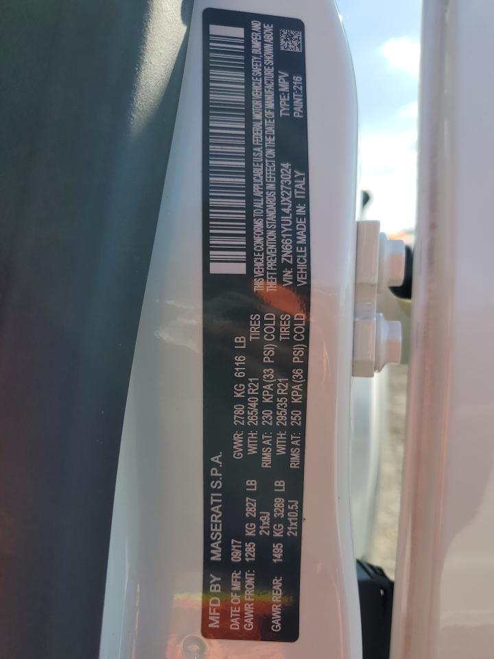 2018 Maserati Levante S Luxury VIN: ZN661YUL4JX273024 Lot: 92825585