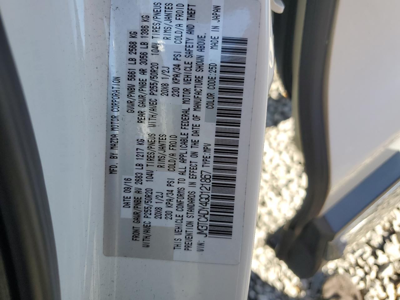 2016 Mazda Cx-9 Grand Touring VIN: JM3TCADY4G0121867 Lot: 90651125