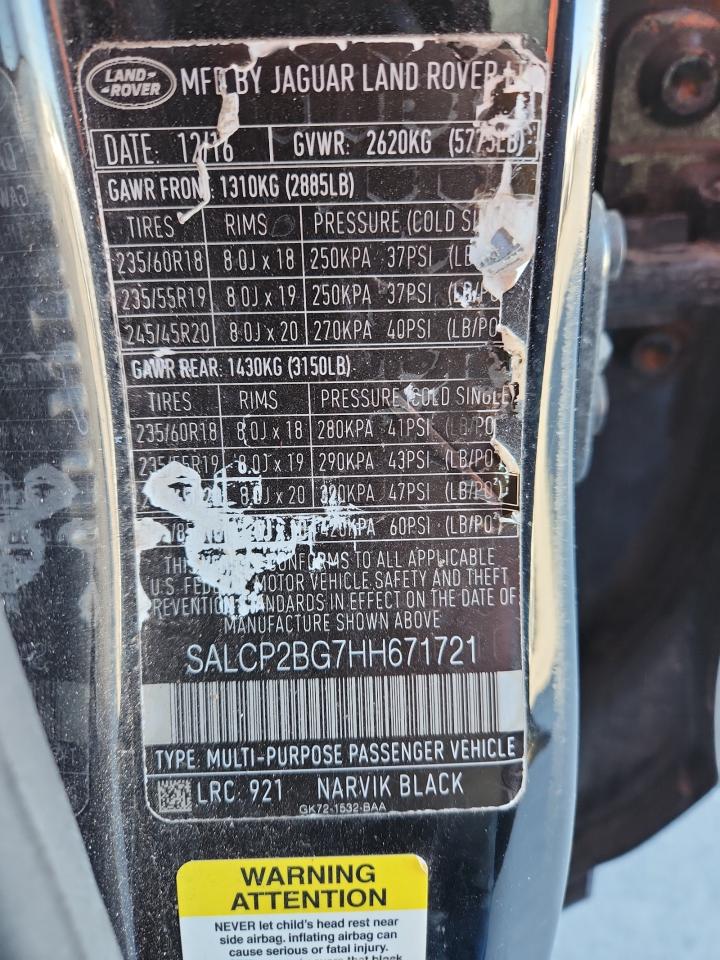 2017 Land Rover Discovery Sport Se VIN: SALCP2BG7HH671721 Lot: 91101775