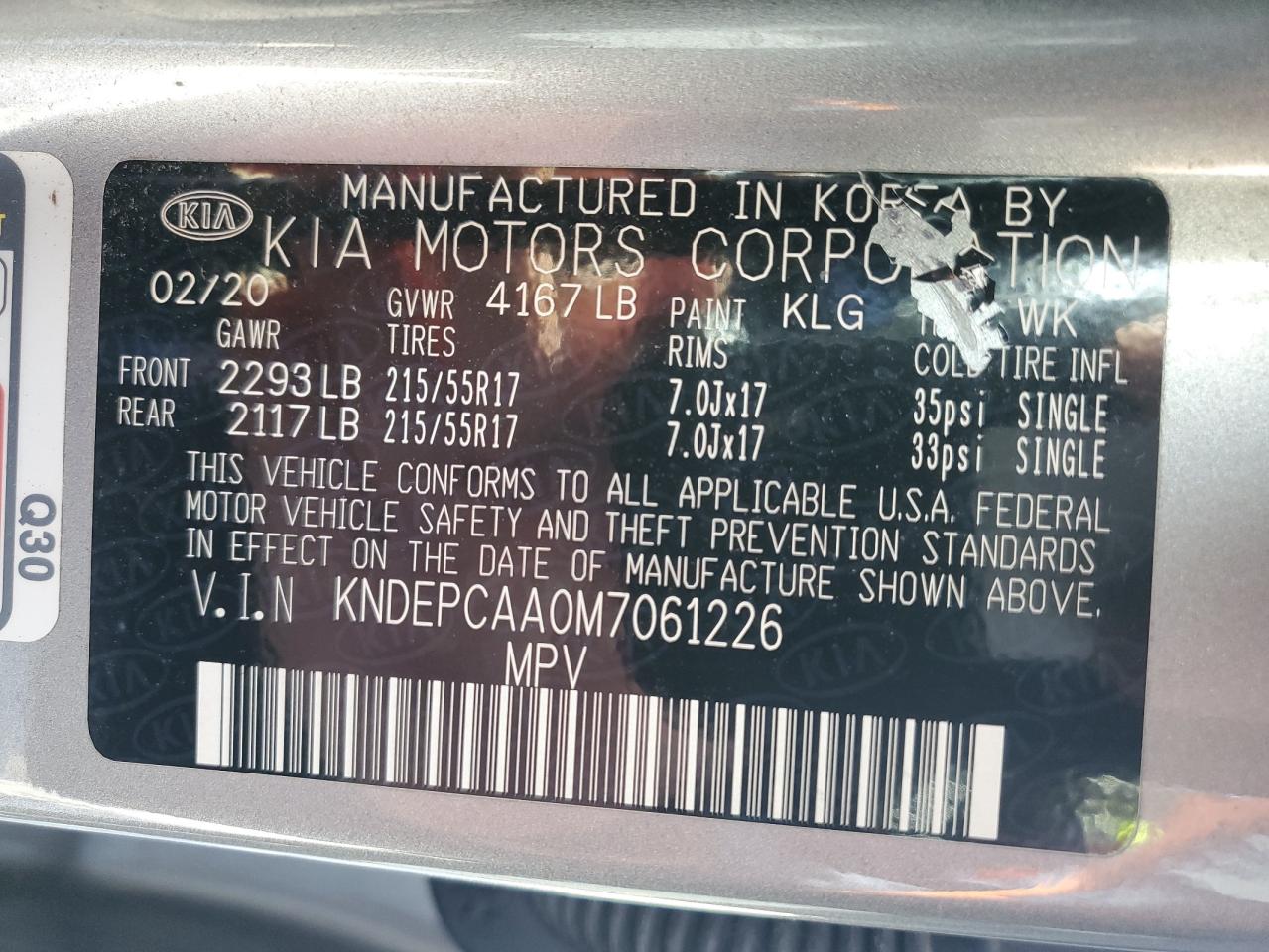 2021 Kia Seltos Lx VIN: KNDEPCAA0M7061226 Lot: 91408075