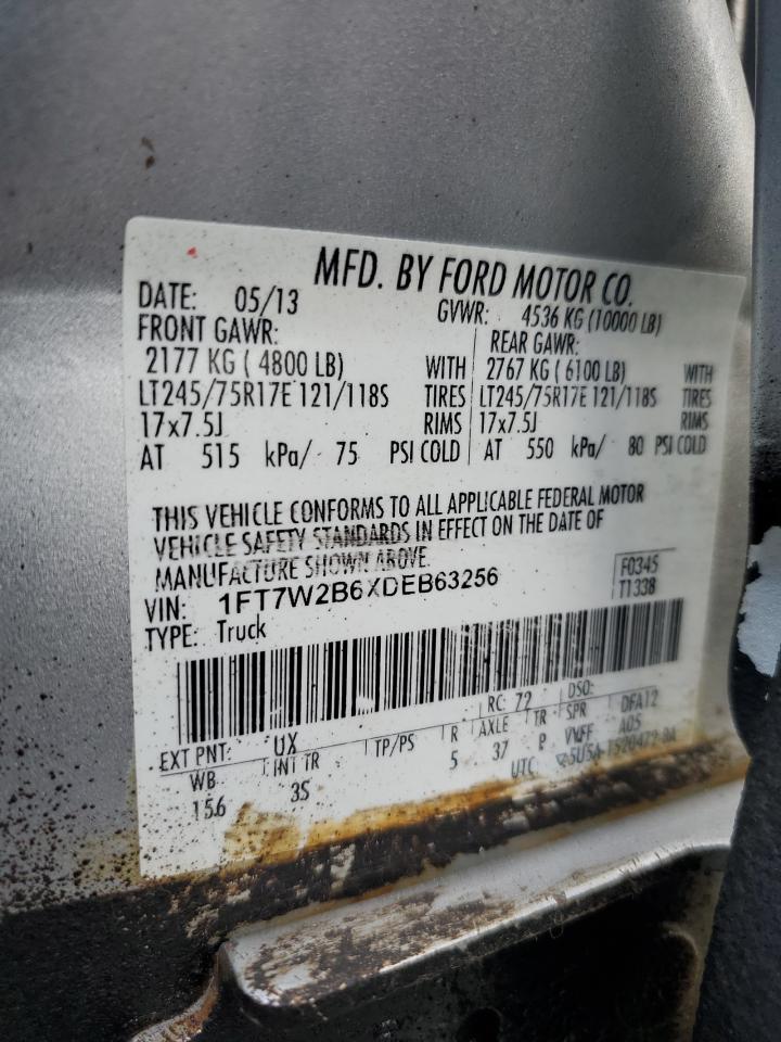 2013 Ford F250 Super Duty VIN: 1FT7W2B6XDEB63256 Lot: 91782055