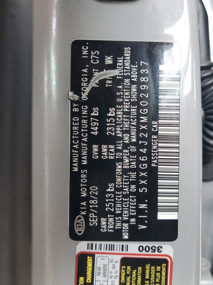 2021 Kia K5 Gt Line VIN: 5XXG64J2XMG029837 Lot: 91651605