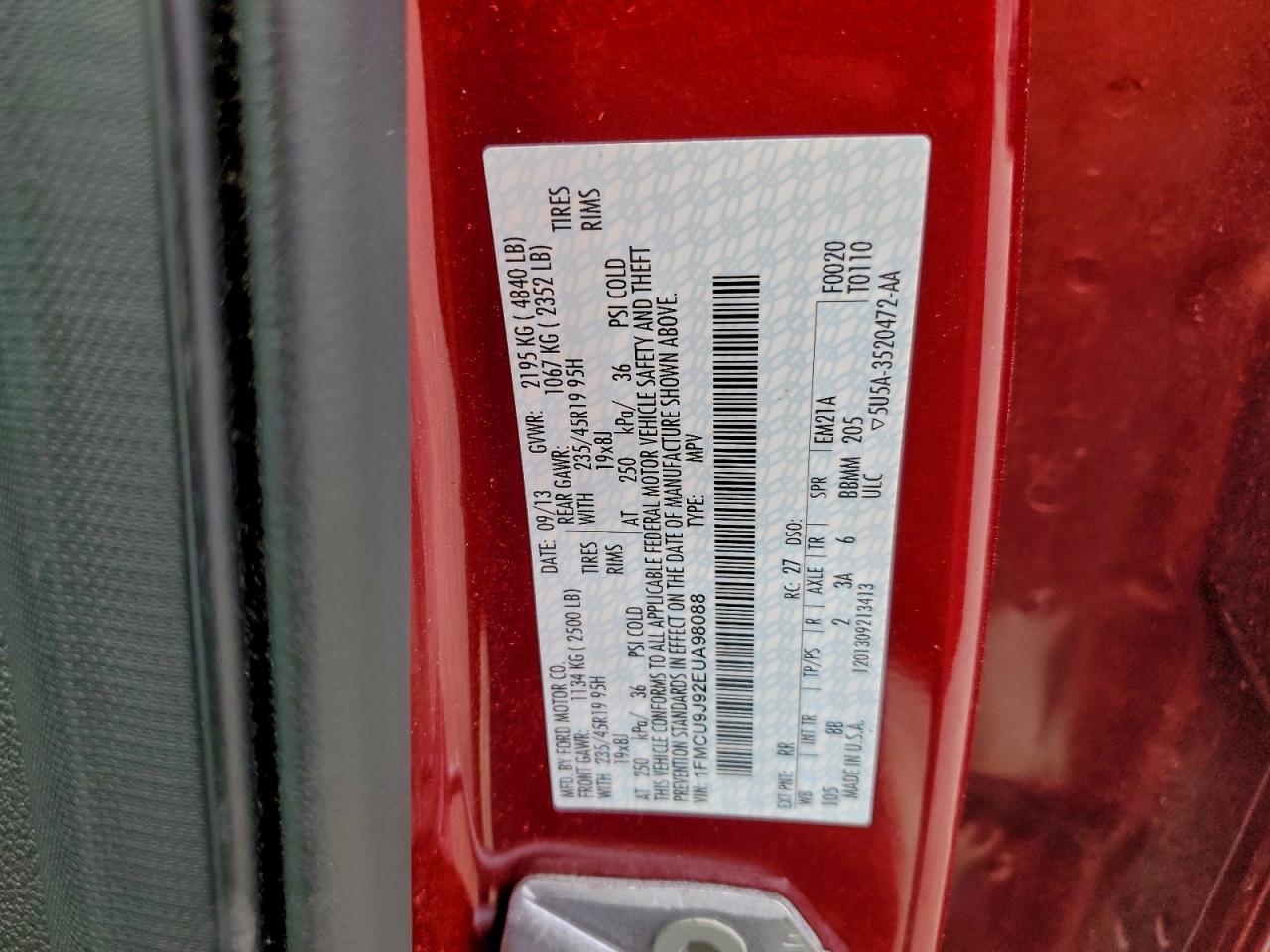 2014 Ford Escape Titanium VIN: 1FMCU9J92EUA98088 Lot: 93615195