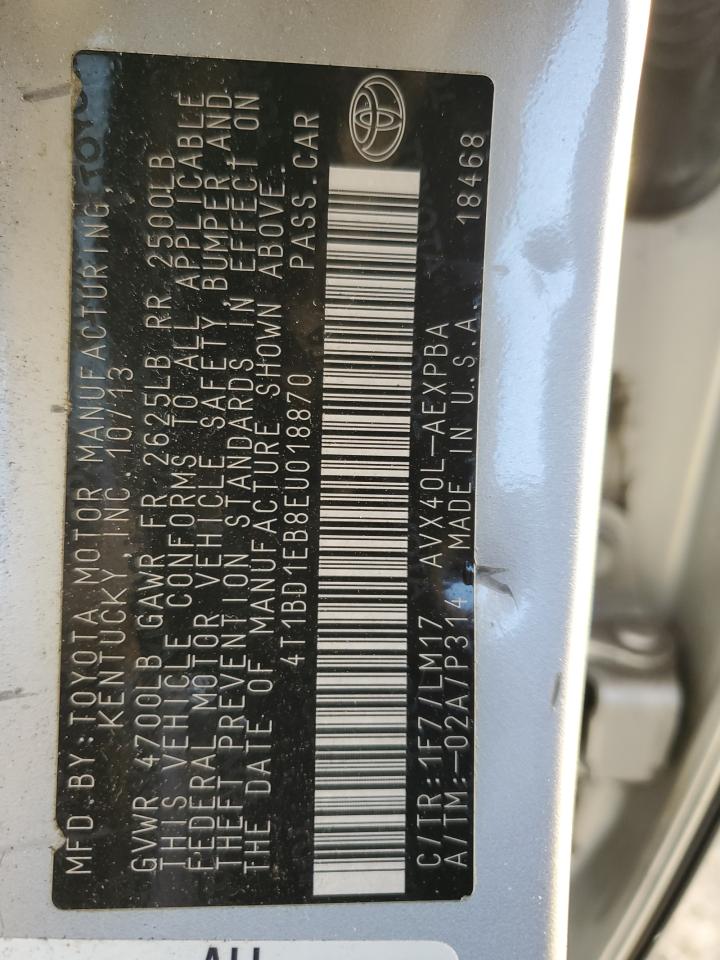 2014 Toyota Avalon Hybrid VIN: 4T1BD1EB8EU018870 Lot: 92290895