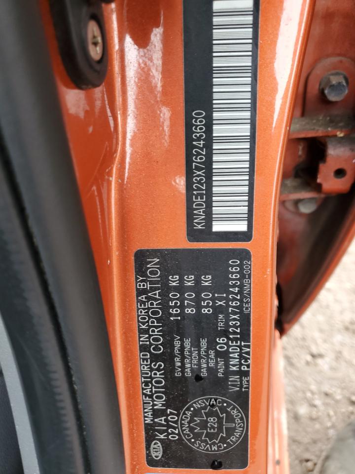 2007 Kia Rio Base VIN: KNADE123X76243660 Lot: 91883915