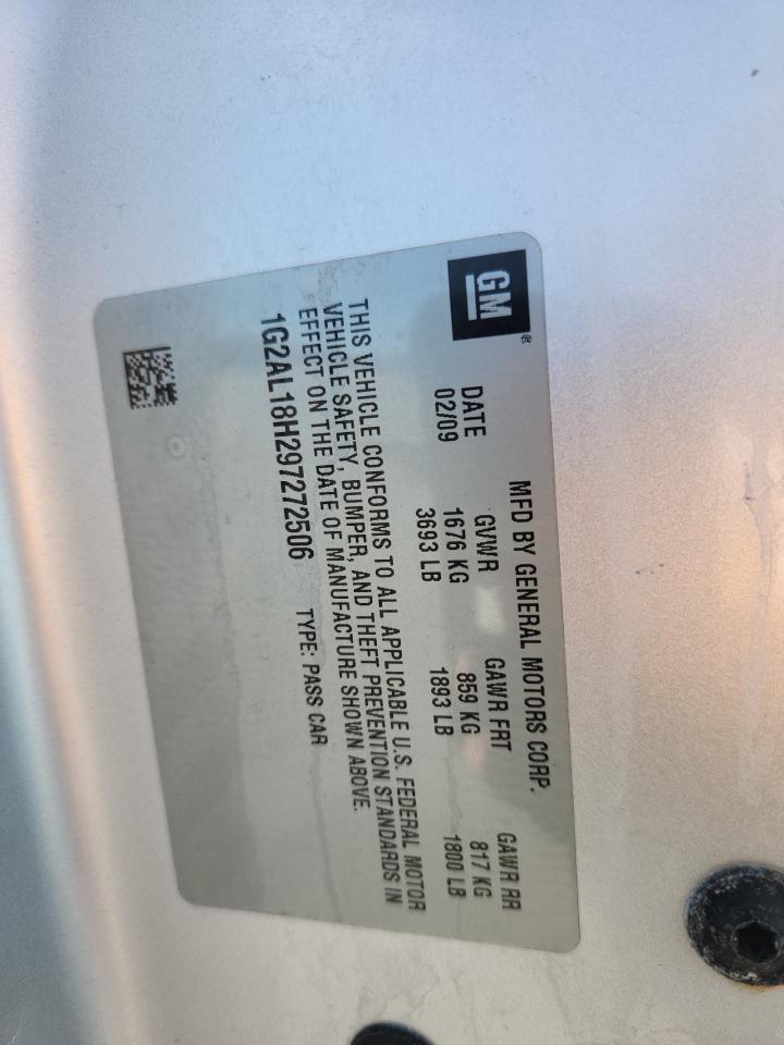 2009 Pontiac G5 VIN: 1G2AL18H297272506 Lot: 92678775