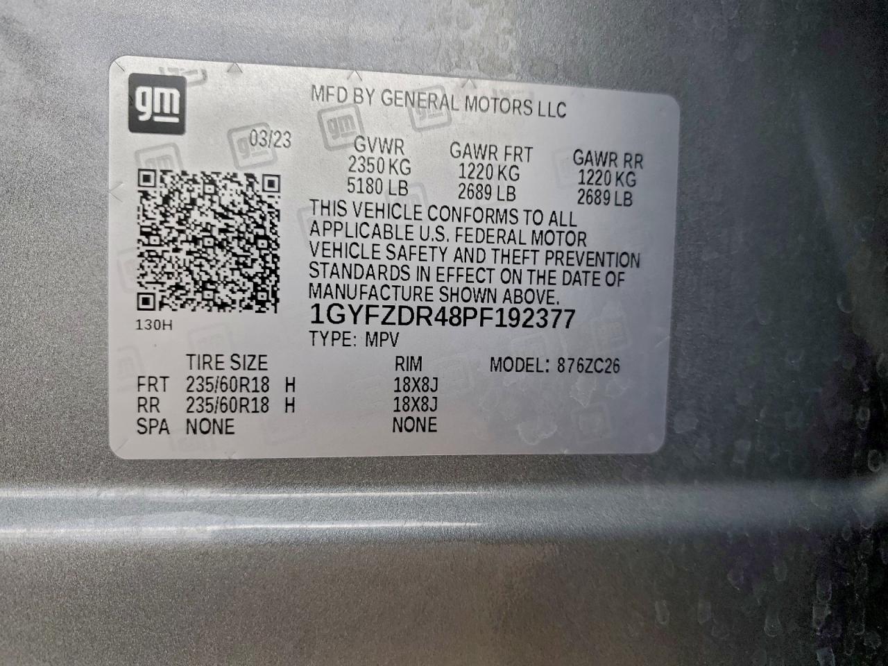 2023 Cadillac Xt4 Premium Luxury VIN: 1GYFZDR48PF192377 Lot: 94468145