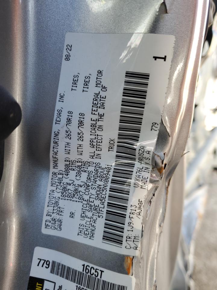 2022 Toyota Tundra Crewmax Sr5 VIN: 5TFLA5EC5NX009401 Lot: 91926395