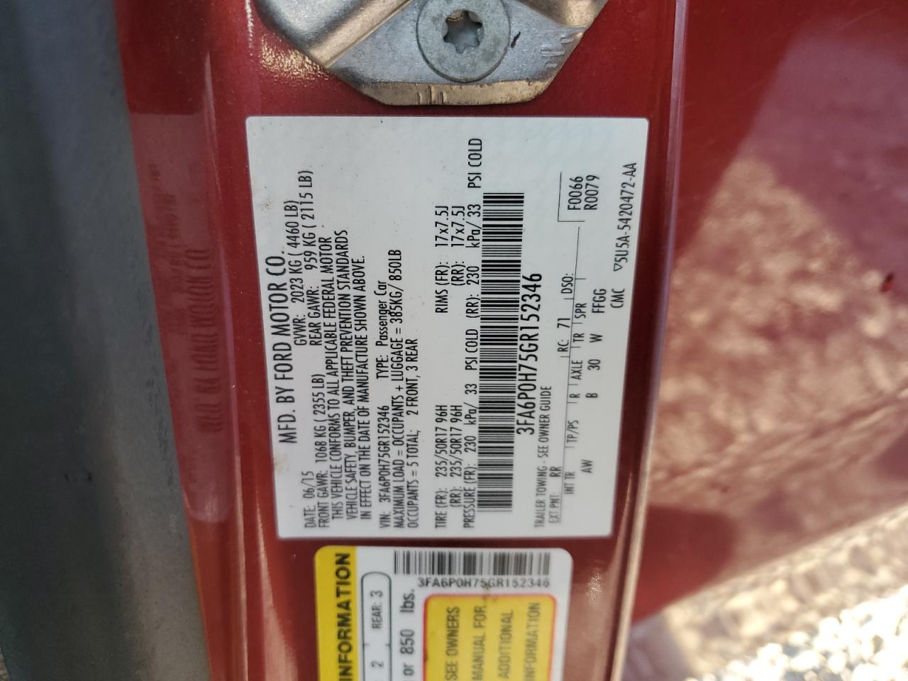 2016 Ford Fusion Se VIN: 3FA6P0H75GR152346 Lot: 90751345