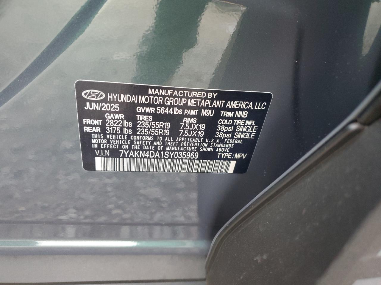 2025 Hyundai Ioniq 5 Sel VIN: 7YAKN4DA1SY035969 Lot: 92425005