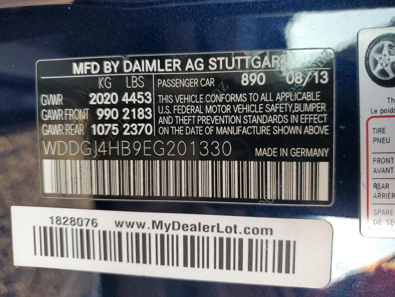 2014 Mercedes-Benz C 250 VIN: WDDGJ4HB9EG201330 Lot: 91829935