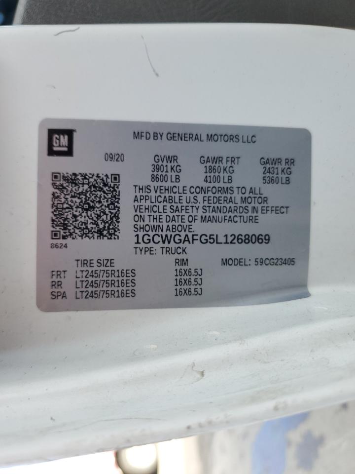 2020 Chevrolet Express G2500 VIN: 1GCWGAFG5L1268069 Lot: 92503895