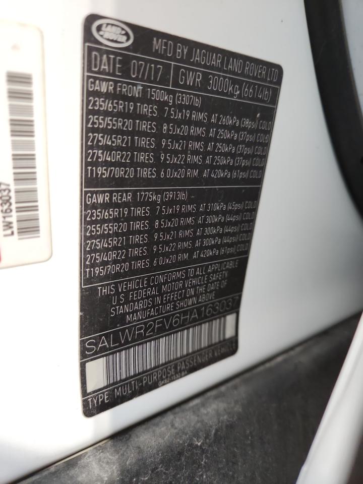 2017 Land Rover Range Rover Sport Hse VIN: SALWR2FV6HA163037 Lot: 93152575