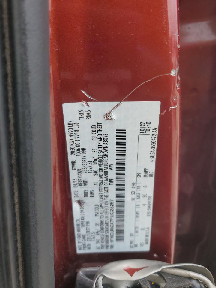 2015 Ford Escape Se VIN: 1FMCU0GX7FUC25257 Lot: 91853265