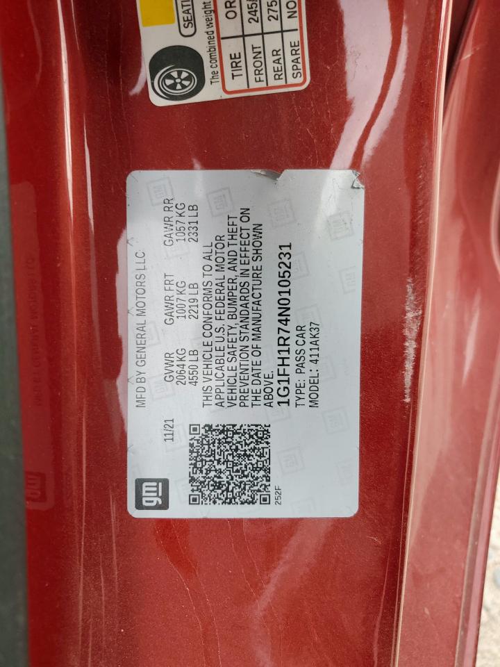 2022 Chevrolet Camaro Ss VIN: 1G1FH1R74N0105231 Lot: 93527295