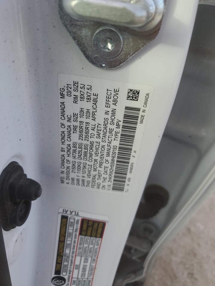 2021 Honda Cr-V Ex VIN: 2HKRW2H55MH639193 Lot: 92875405