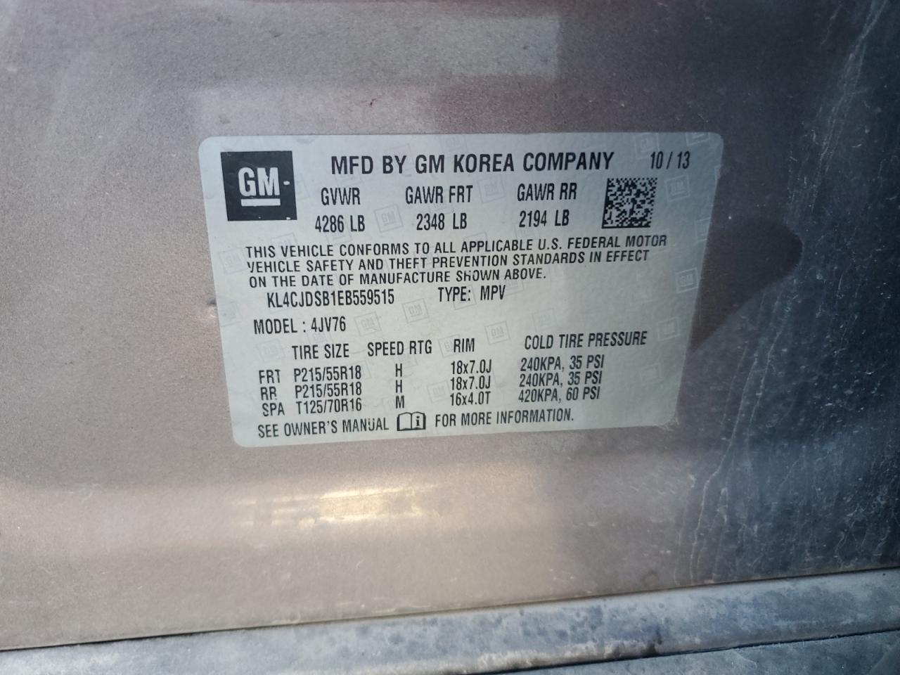 2014 Buick Encore Premium VIN: KL4CJDSB1EB559515 Lot: 90623625