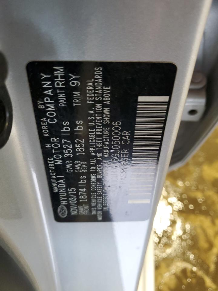 2016 Hyundai Accent Se VIN: KMHCU4AE5GU050006 Lot: 91781135