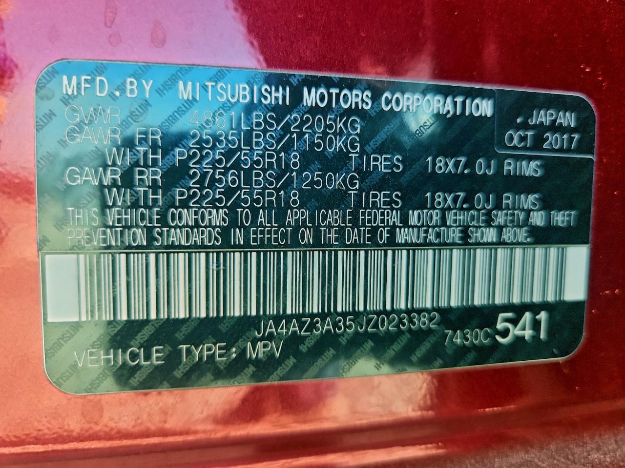 2018 Mitsubishi Outlander Se VIN: JA4AZ3A35JZ023382 Lot: 91144525