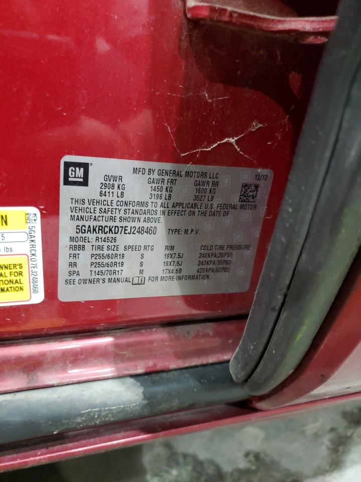 2014 Buick Enclave VIN: 5GAKRCKD7EJ248460 Lot: 91896265