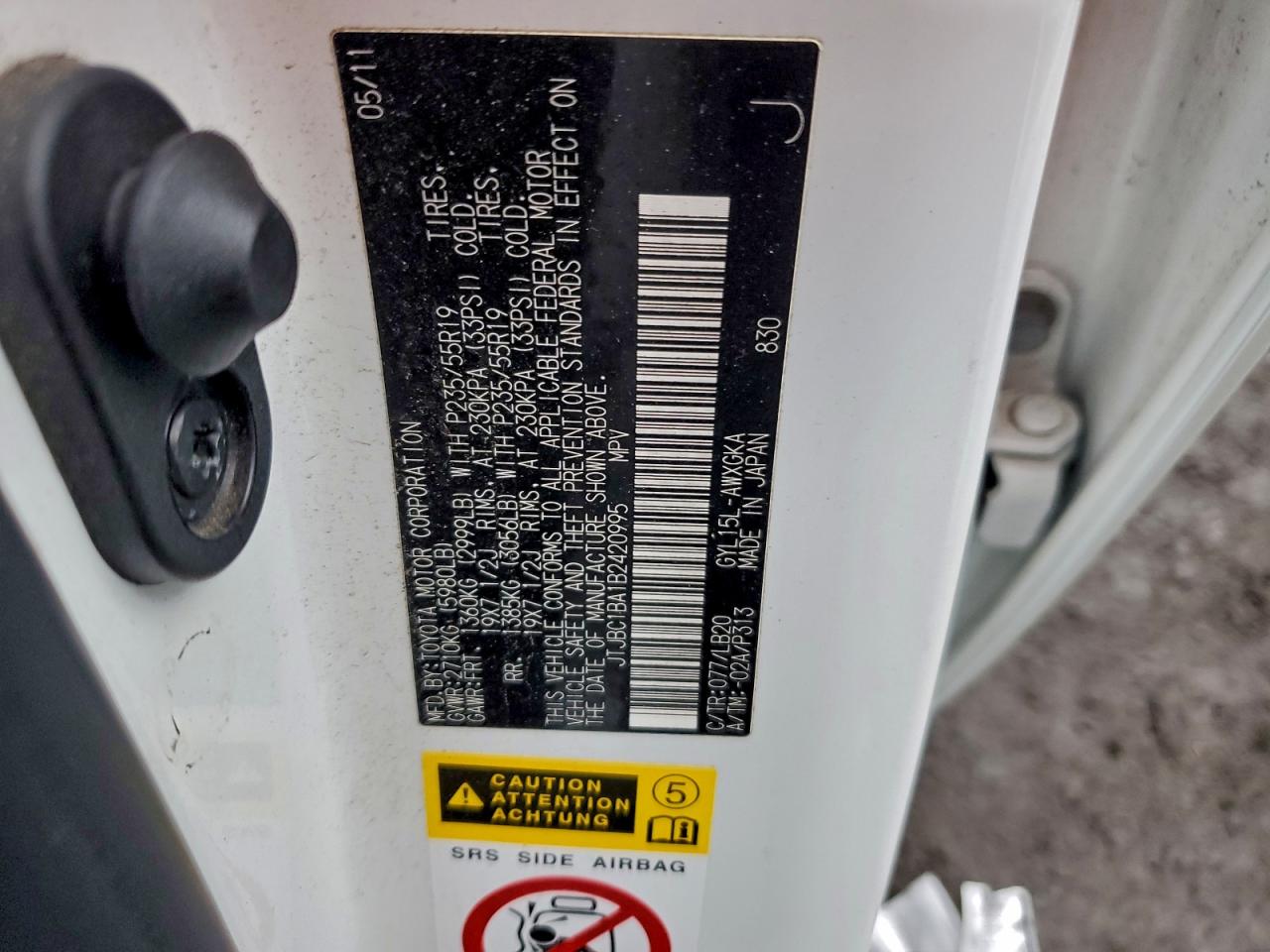 2011 Lexus Rx 450H VIN: JTJBC1BA1B2420995 Lot: 93294745