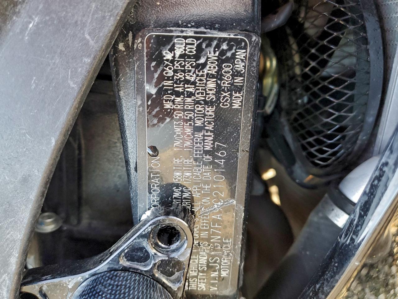 2012 Suzuki Gsx-R600 VIN: JS1GN7FA9C2101467 Lot: 93066785