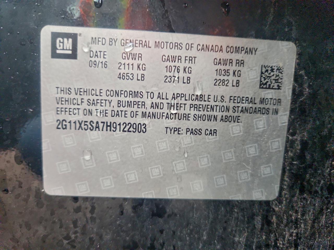 2017 Chevrolet Impala Ls VIN: 2G11X5SA7H9122903 Lot: 94043695