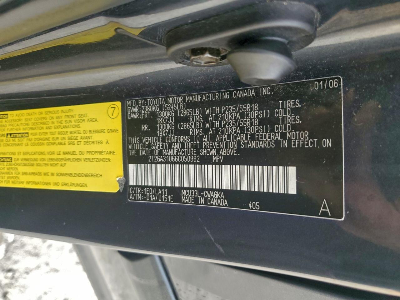 2006 Lexus Rx 330 VIN: 2T2GA31U66C050992 Lot: 93247905