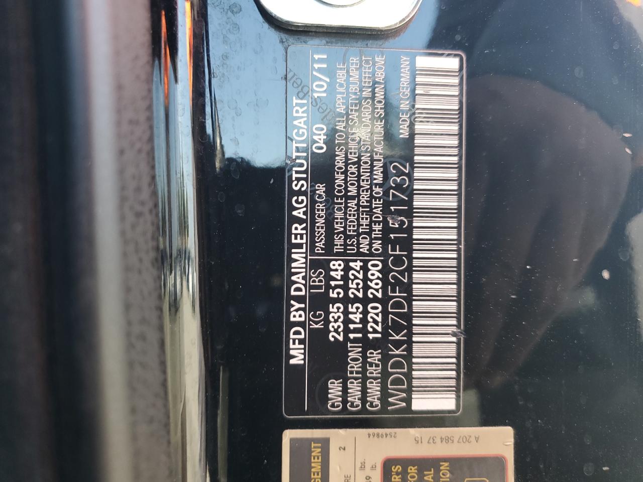 2012 Mercedes-Benz E 550 VIN: WDDKK7DF2CF151732 Lot: 91558005