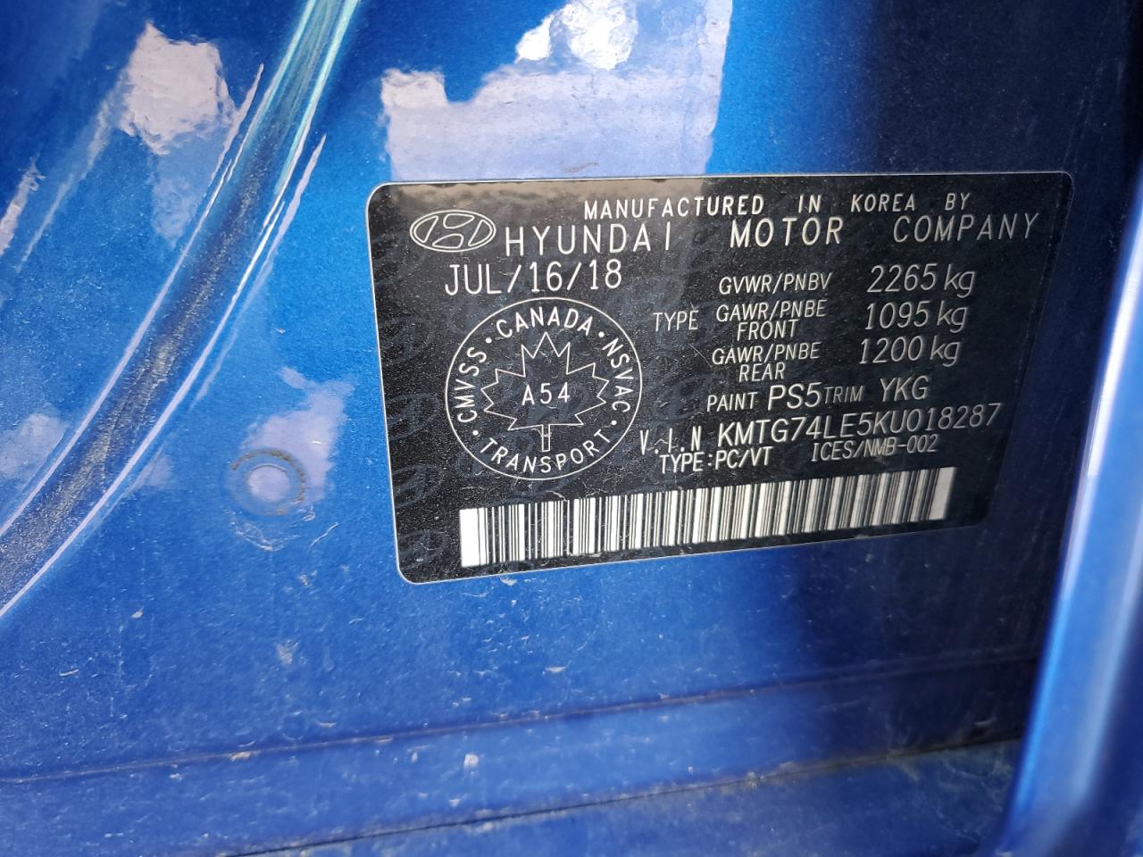 2019 Genesis G70 Elite VIN: KMTG74LE5KU018287 Lot: 90092385