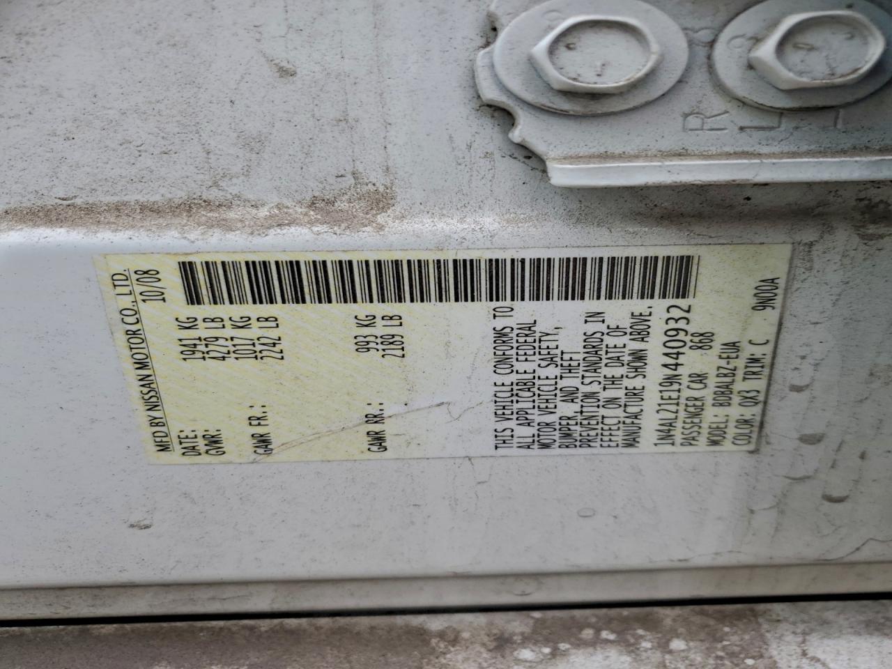 2009 Nissan Altima 2.5 VIN: 1N4AL21E19N440932 Lot: 93418655