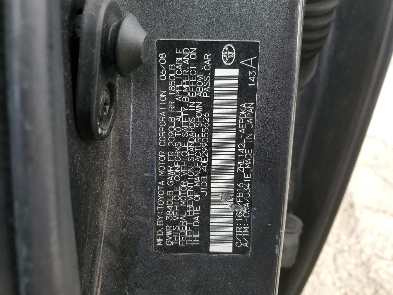 2009 Toyota Corolla Base VIN: JTDBL40E299055626 Lot: 92359835