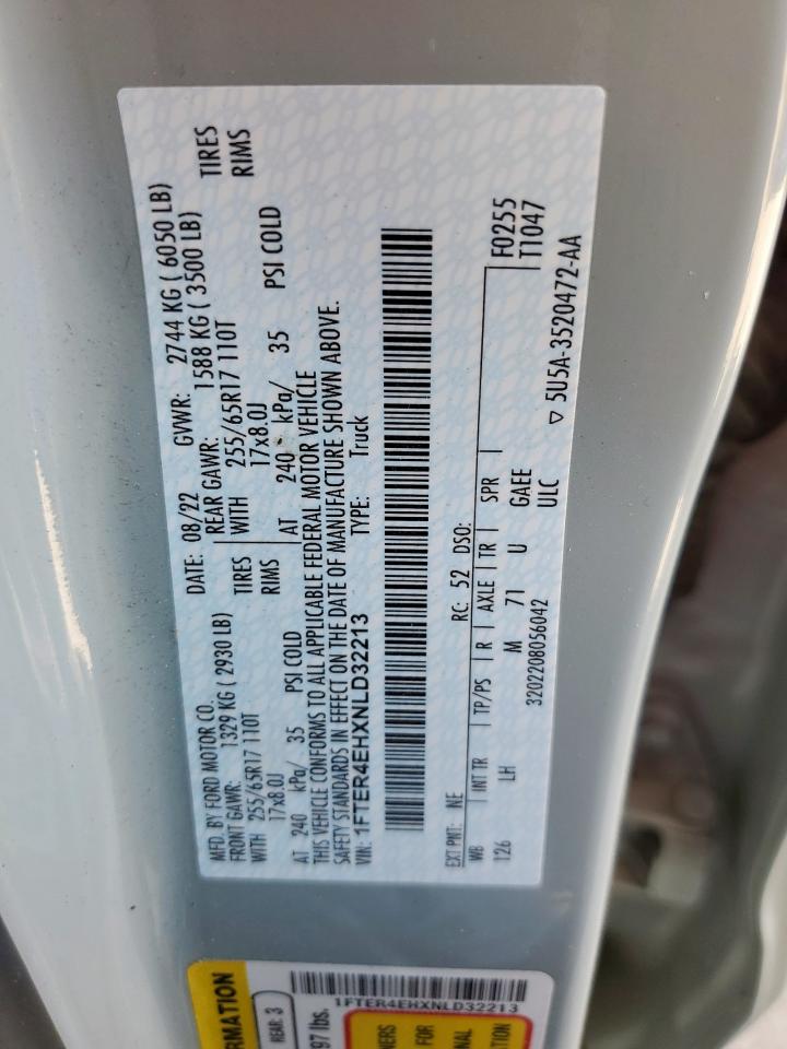 2022 Ford Ranger Xl VIN: 1FTER4EHXNLD32213 Lot: 92007525