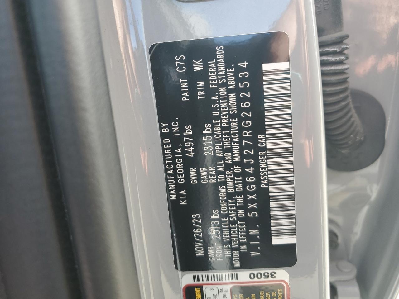 2024 Kia K5 Gt Line VIN: 5XXG64J27RG262534 Lot: 92687295