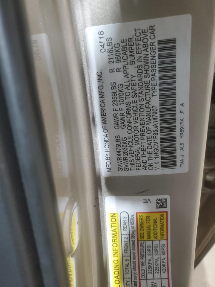 2018 Honda Accord Touring VIN: 1HGCV1F95JA147907 Lot: 90435865