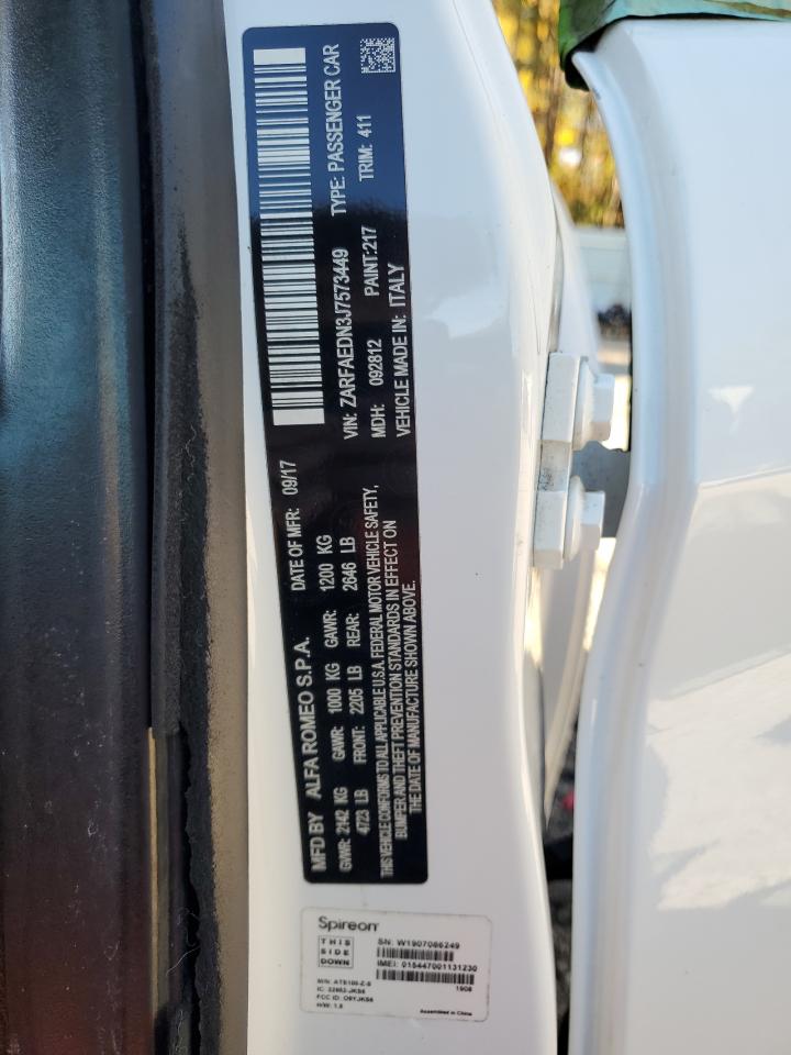 2021 Alfa Romeo Stelvio Ti VIN: ZASPAKBN6M7D20007 Lot: 91045135