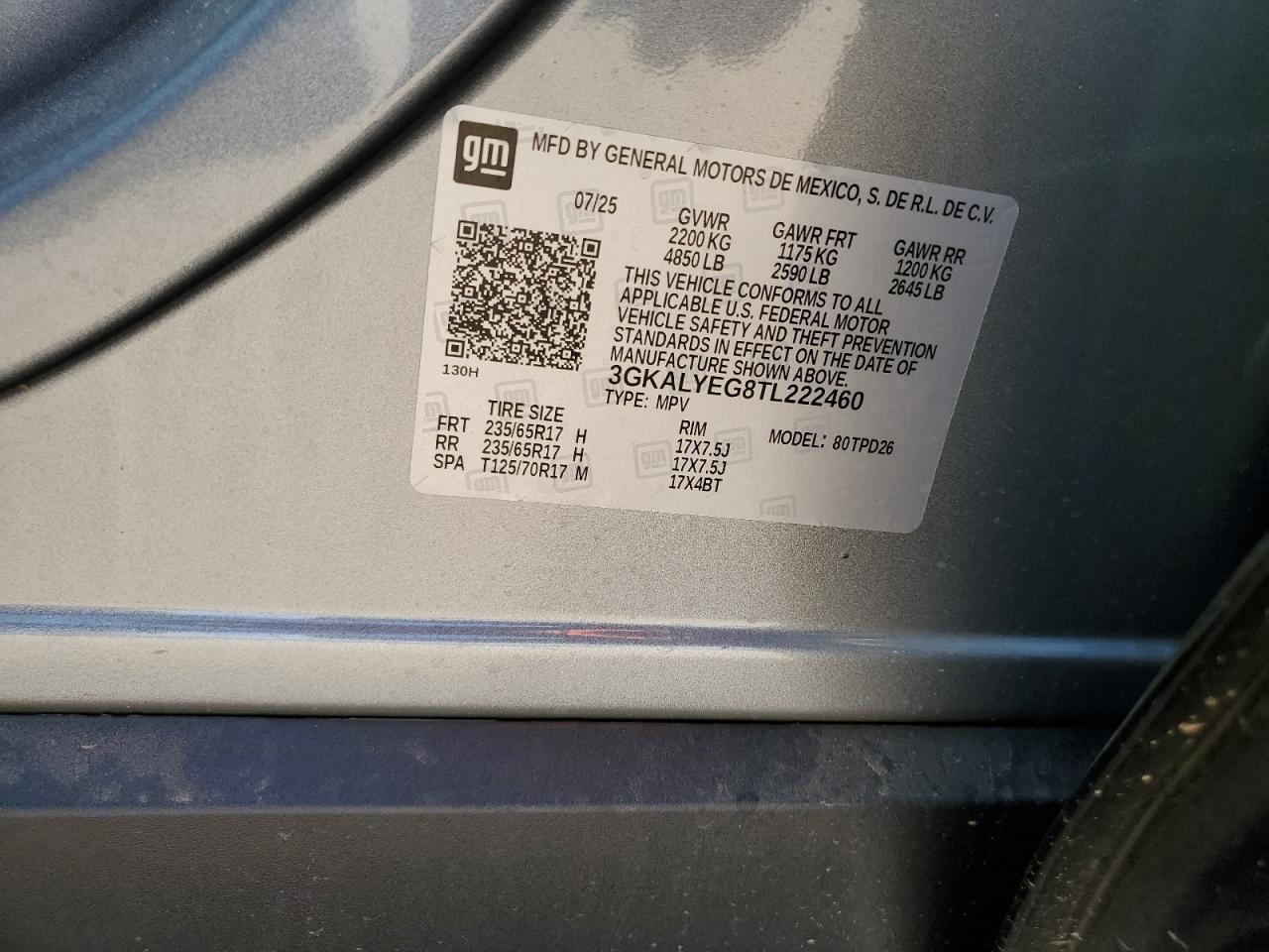 2026 GMC Terrain At4 VIN: 3GKALYEG8TL222460 Lot: 92574155